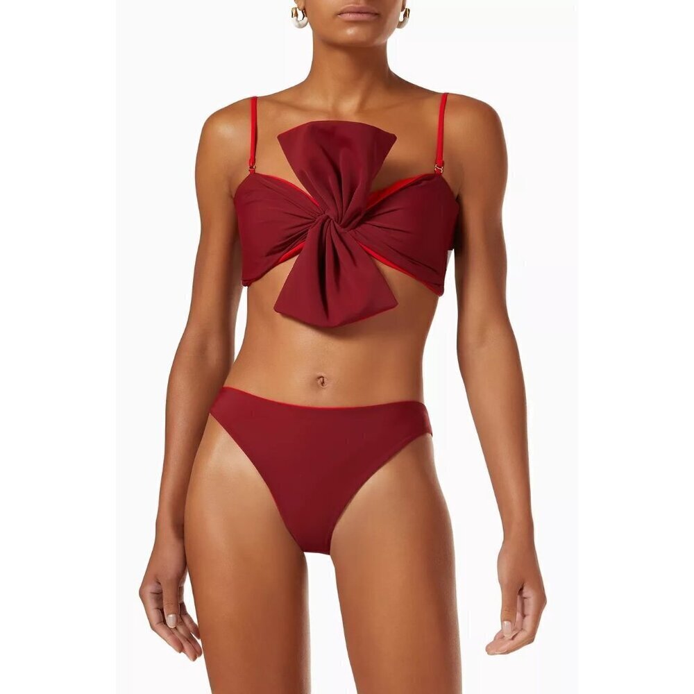 Anthro Juan De Dios Albatross Reversible Bikini Set Red Womens Size 2 XS